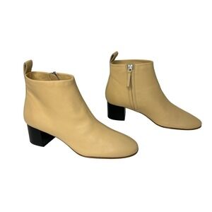 Everlane The Day Boot Nappa Leather Ankle Bootie 5.5 Ecru Block Heel NIB